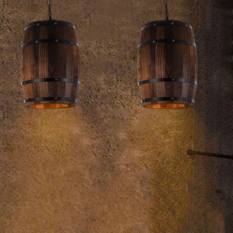 Wooden Wine Barrel Pendant Light 1-Light Fixture-Lighting > Pendant Lights-casanuva-11.81''-220V-240V-casanuva