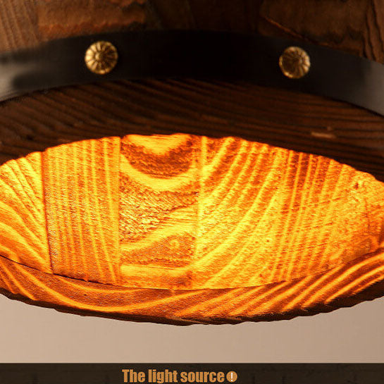 Wooden Wine Barrel Pendant Light 1-Light Fixture-Lighting > Pendant Lights-casanuva-casanuva