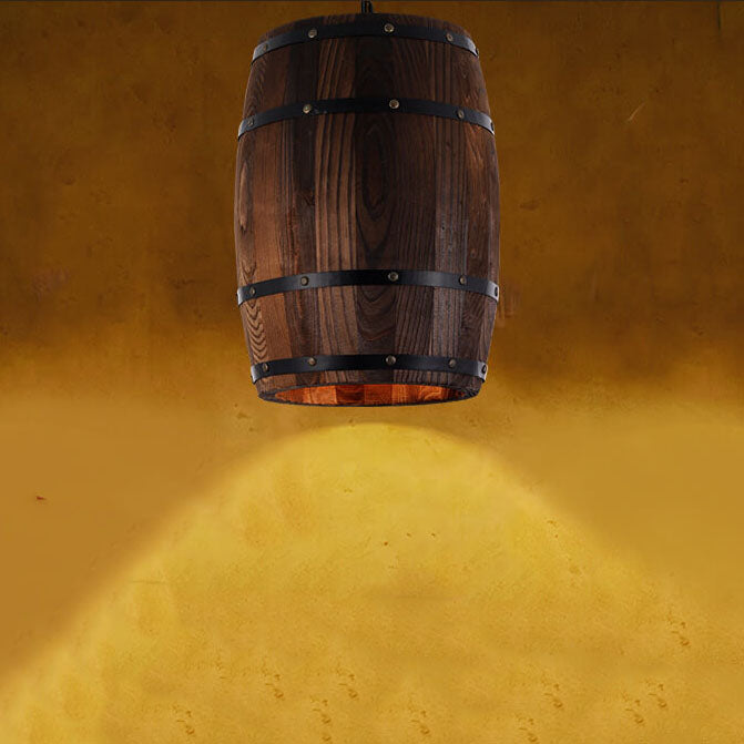 Wooden Wine Barrel Pendant Light 1-Light Fixture-Lighting > Pendant Lights-casanuva-casanuva