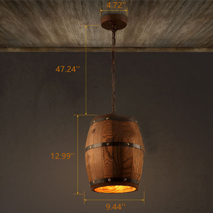 Wooden Wine Barrel Pendant Light 1-Light Fixture-Lighting > Pendant Lights-casanuva-casanuva