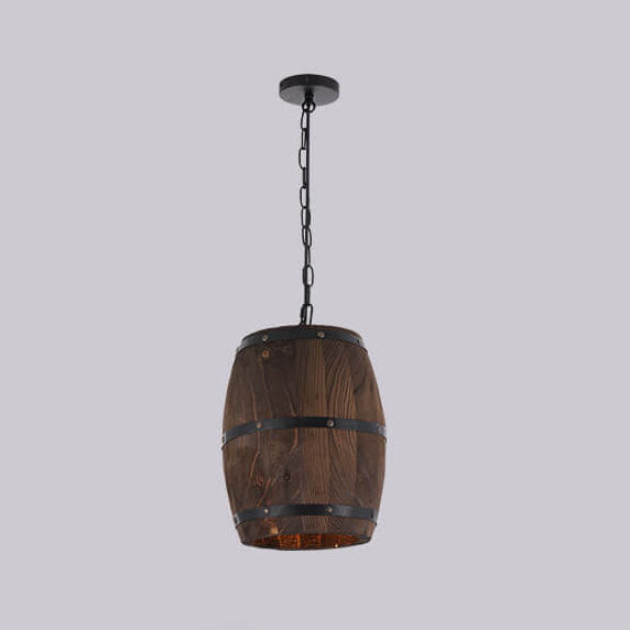 Wooden Wine Barrel Pendant Light 1-Light Fixture-Lighting > Pendant Lights-casanuva-9.84''-110V-120V-casanuva