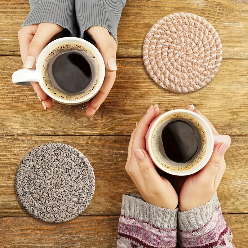 Woven Coaster Set 8-piece Heat Resistant Anti-Calcium for Cups Pots and Plates-Kitchen & Dining > Coasters-casanuva-casanuva