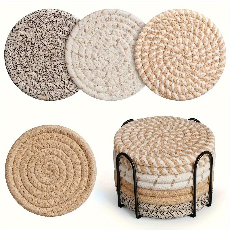 Woven Coaster Set 8-piece Heat Resistant Anti-Calcium for Cups Pots and Plates-Kitchen & Dining > Coasters-casanuva-casanuva