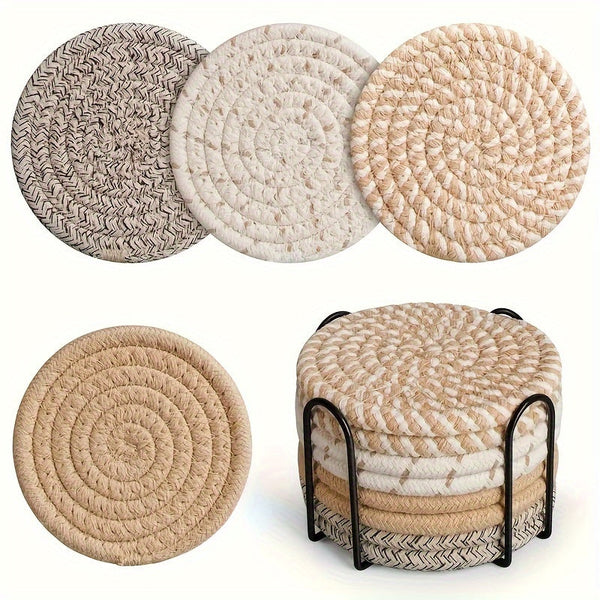 Woven Coaster Set 8-piece Heat Resistant Anti-Calcium for Cups Pots and Plates-Kitchen & Dining > Coasters-casanuva-casanuva