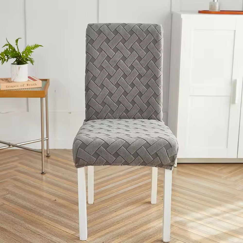 Woven Jacquard Chair Cover Washable Stretch Fabric-Covers & Textiles > Chair Covers-casanuva-Charcoal Gray-casanuva