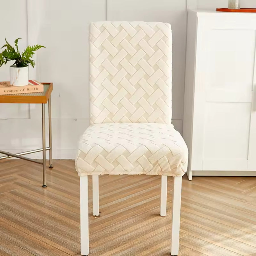 Woven Jacquard Chair Cover Washable Stretch Fabric-Covers & Textiles > Chair Covers-casanuva-Creamy Beige-casanuva