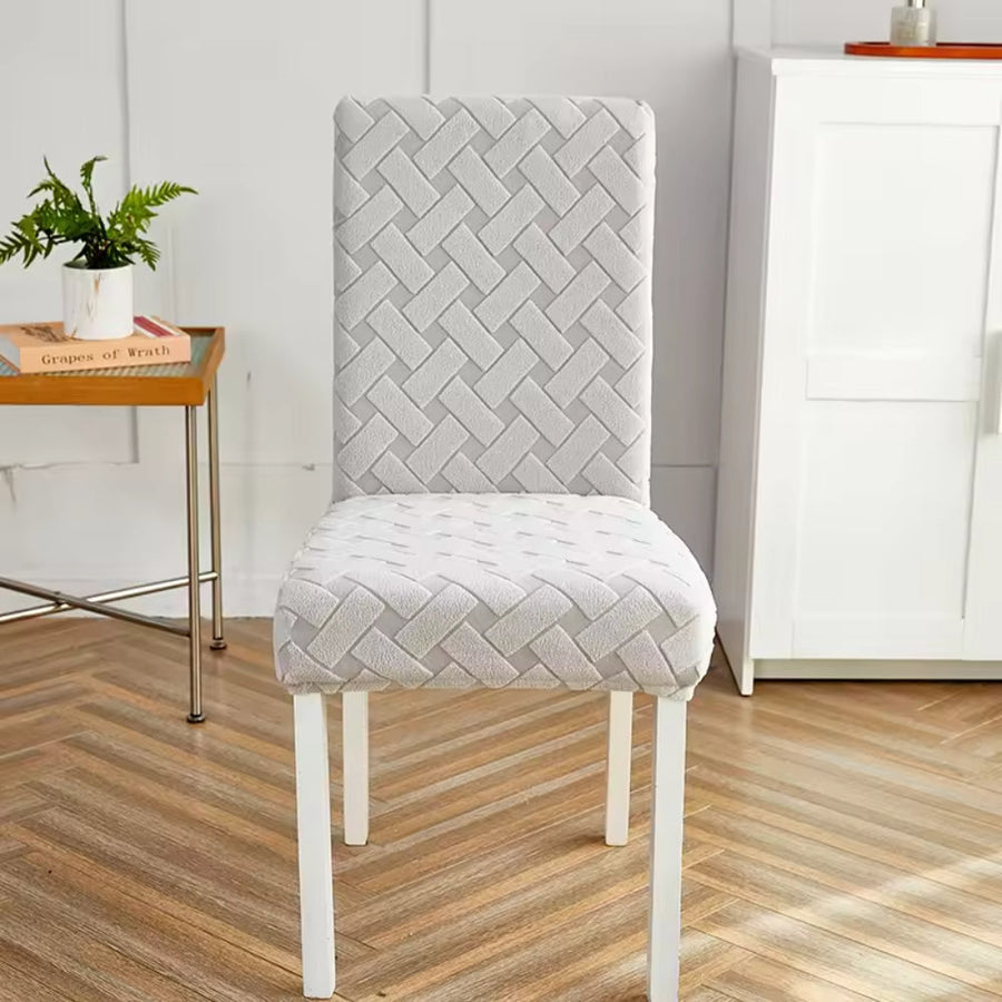 Woven Jacquard Chair Cover Washable Stretch Fabric-Covers & Textiles > Chair Covers-casanuva-Frosted Silver-casanuva