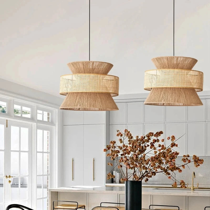 Woven Rattan Wabi-Sabi Pendant Light-Lighting > Pendant Lights-casanuva-Beige-40 cm-casanuva