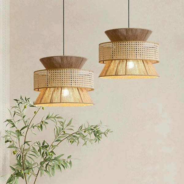 Woven Rattan Wabi-Sabi Pendant Light-Lighting > Pendant Lights-casanuva-Brown-40 cm-casanuva