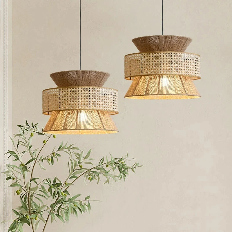 Woven Rattan Wabi-Sabi Pendant Light-Lighting > Pendant Lights-casanuva-Brown-40 cm-casanuva