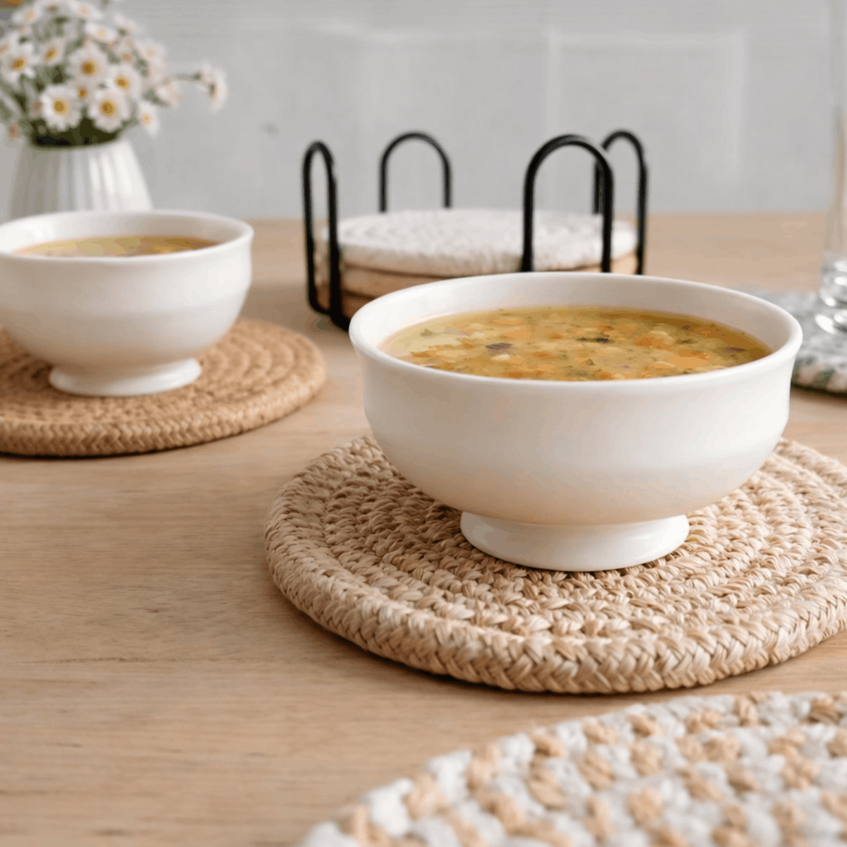 Woven Round Coasters Set of 7 with Holder for Glasses-Kitchen & Dining > Coasters-casanuva-casanuva