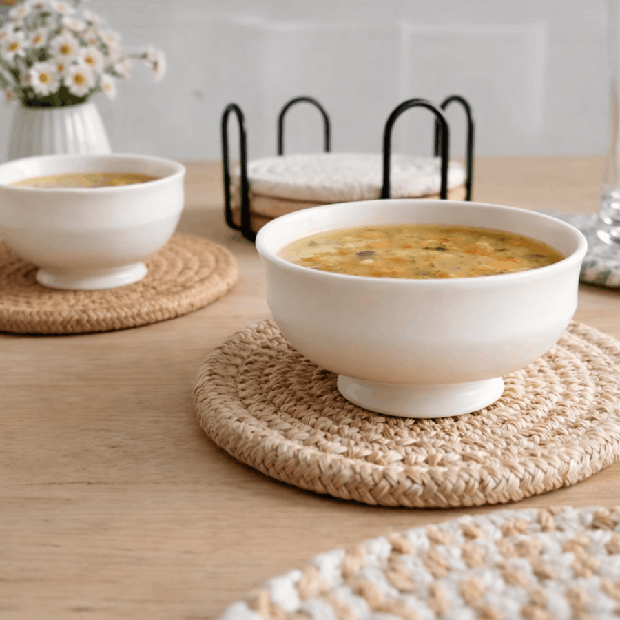 Woven Round Coasters Set of 7 with Holder for Glasses-Kitchen & Dining > Coasters-casanuva-casanuva