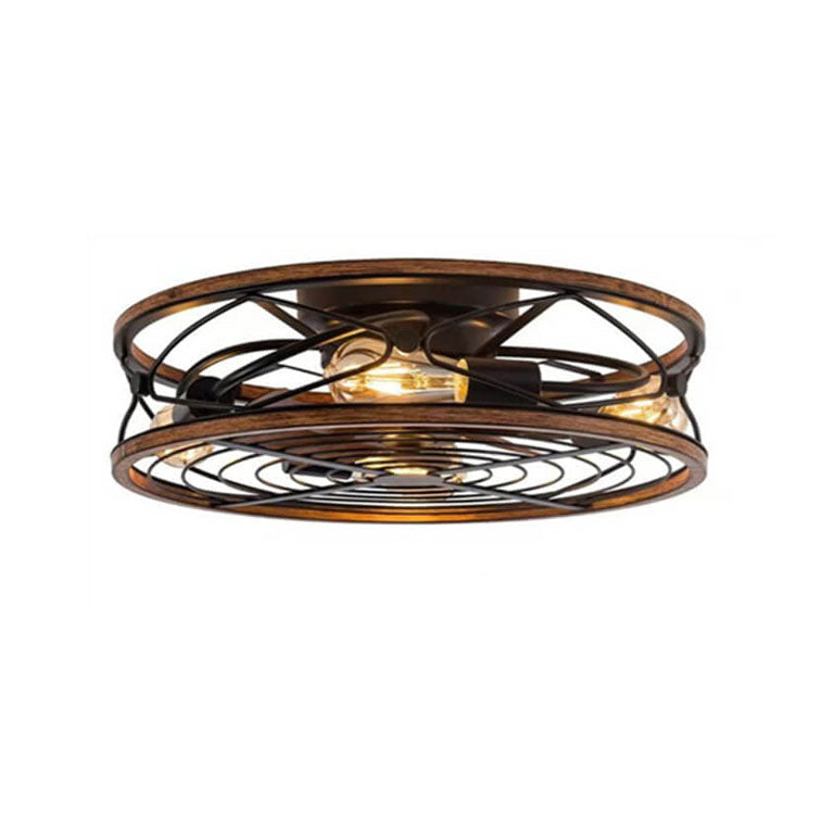 Wrought Iron Cylinder 4-Light Flush Mount Ceiling Fan Light-Lighting > Ceiling Lights-casanuva-casanuva