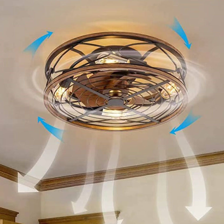Wrought Iron Cylinder 4-Light Flush Mount Ceiling Fan Light-Lighting > Ceiling Lights-casanuva-casanuva