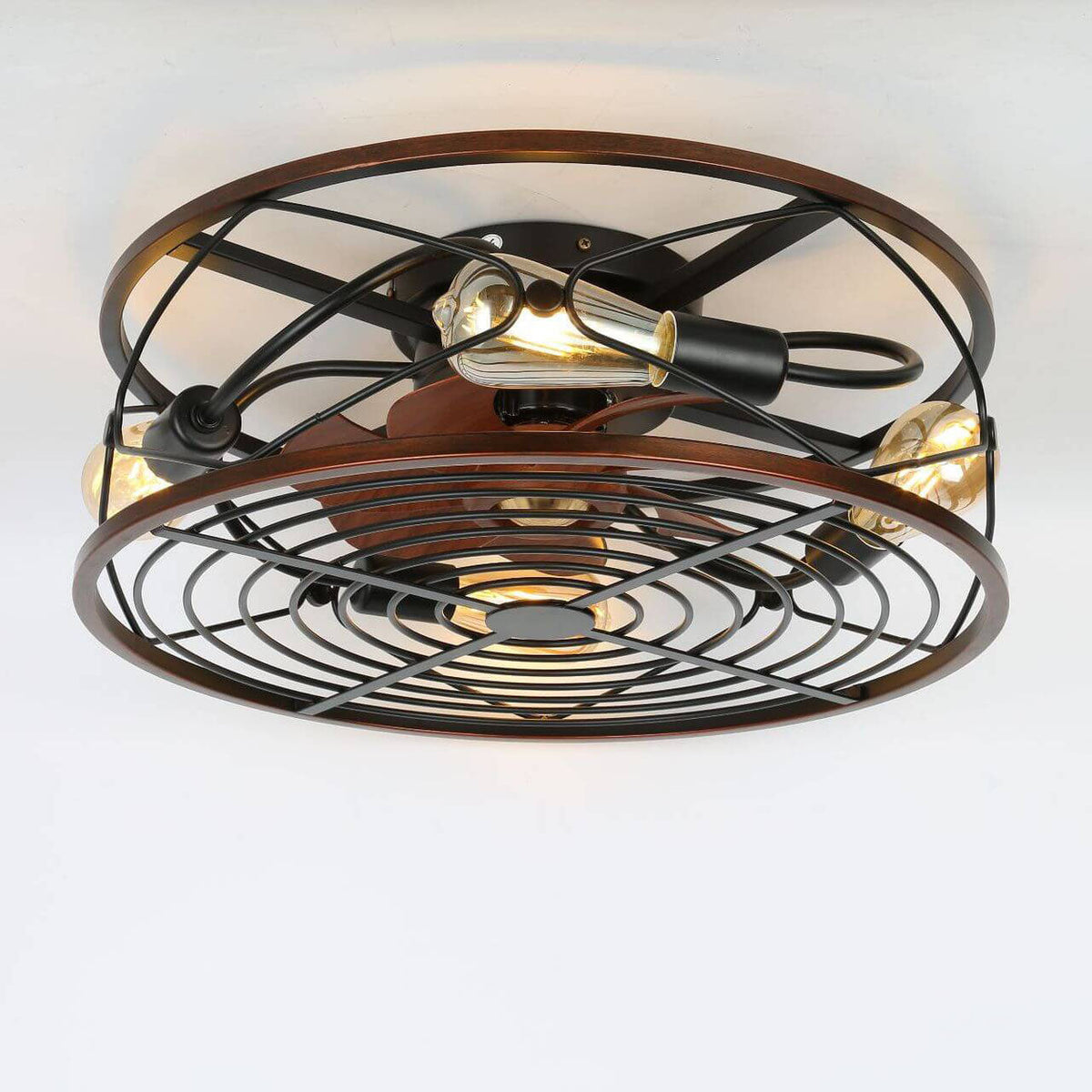 Wrought Iron Cylinder 4-Light Flush Mount Ceiling Fan Light-Lighting > Ceiling Lights-casanuva-casanuva