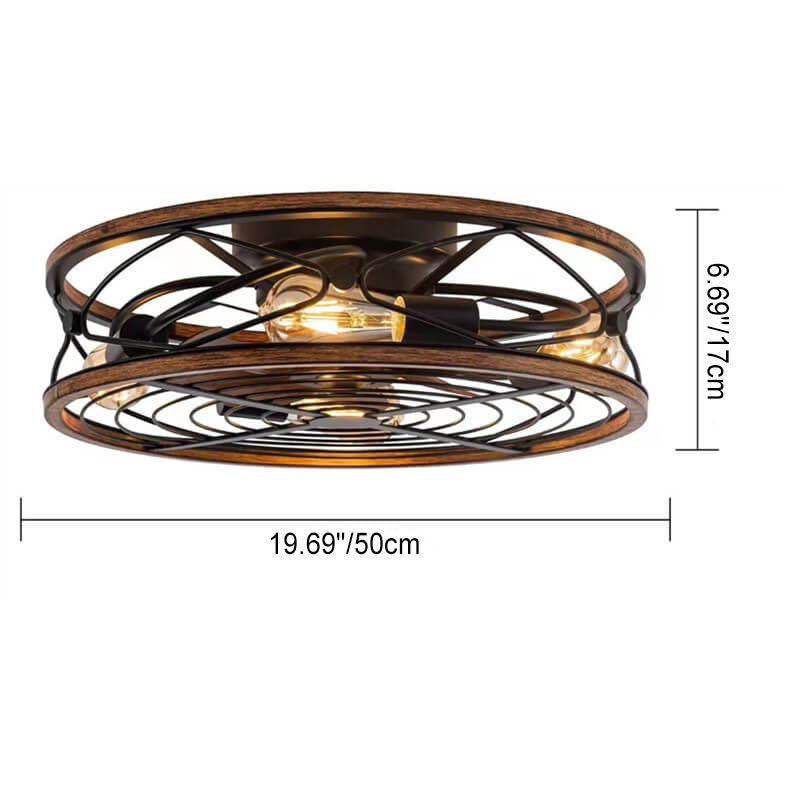Wrought Iron Cylinder 4-Light Flush Mount Ceiling Fan Light-Lighting > Ceiling Lights-casanuva-casanuva