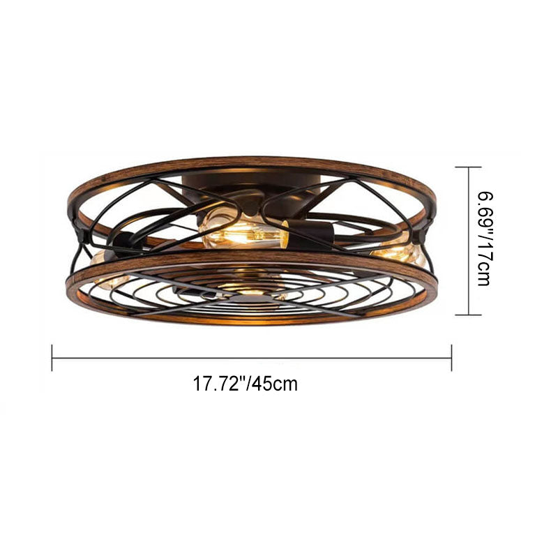 Wrought Iron Cylinder 4-Light Flush Mount Ceiling Fan Light-Lighting > Ceiling Lights-casanuva-casanuva