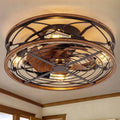 Wrought Iron Cylinder 4-Light Flush Mount Ceiling Fan Light-Lighting > Ceiling Lights-casanuva-Large-110V-120V-casanuva