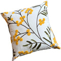 Yellow Floral Embroidery Cushion Cover-Covers & Textiles > Cushion Covers-casanuva-18"x18"-casanuva