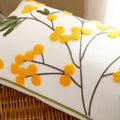 Yellow Floral Embroidery Cushion Cover-Covers & Textiles > Cushion Covers-casanuva-casanuva