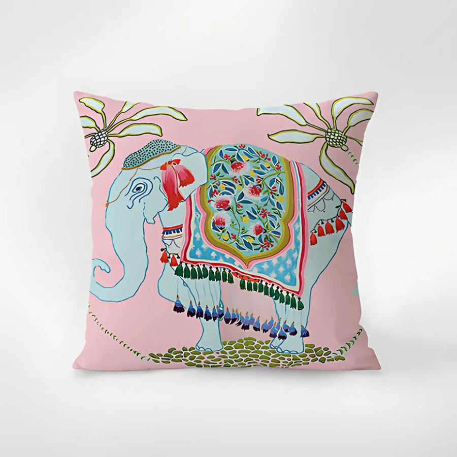 Zebra Tapestry Cushion Cover with Tassels-Covers & Textiles > Cushion Covers-casanuva-Elephant Bliss-18"x18"-casanuva
