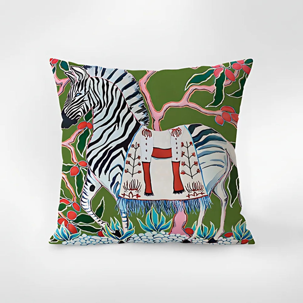 Zebra Tapestry Cushion Cover with Tassels-Covers & Textiles > Cushion Covers-casanuva-Zebra Harmony-18"x18"-casanuva