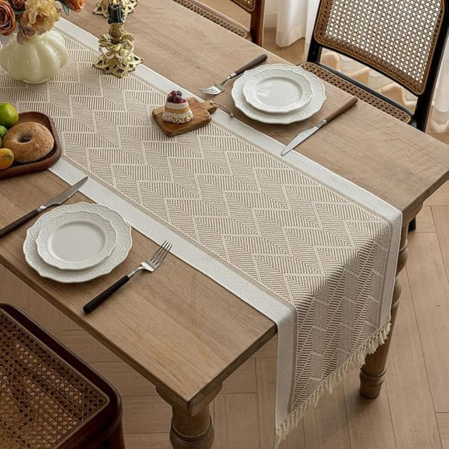 Zigzag Woven Table Runner-Covers & Textiles > Table Runners-casanuva-Sandstone-14"x47"-casanuva